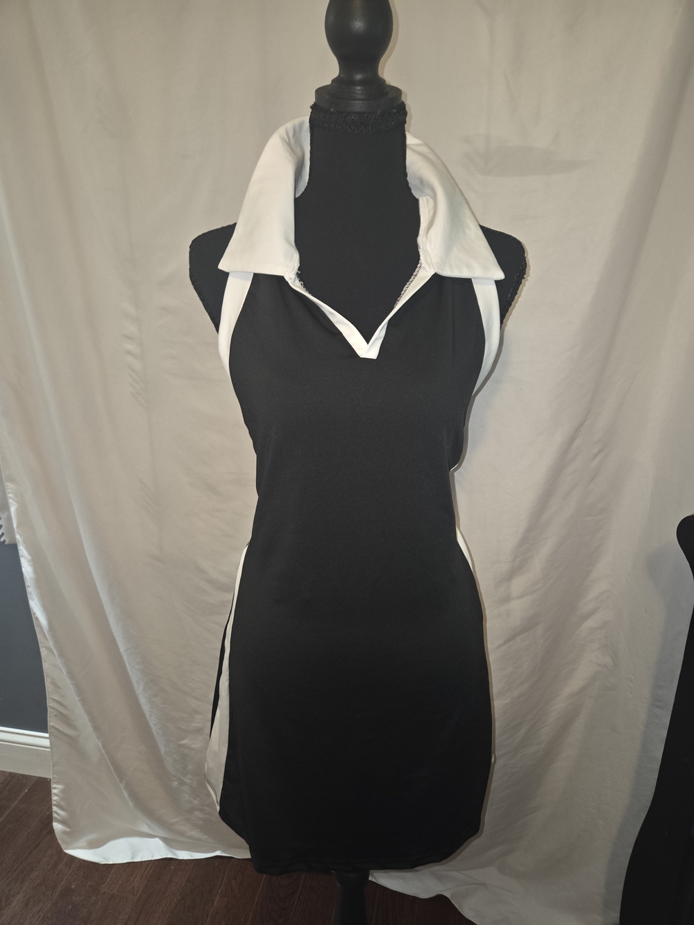 Black and White Halter Polo Mini Dress